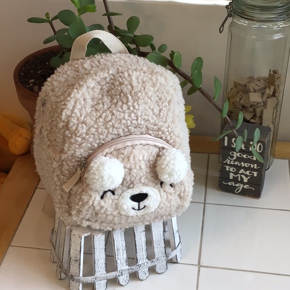 Handbags - Faux Fur Bear Face Mini Backpack/Purse (#4)